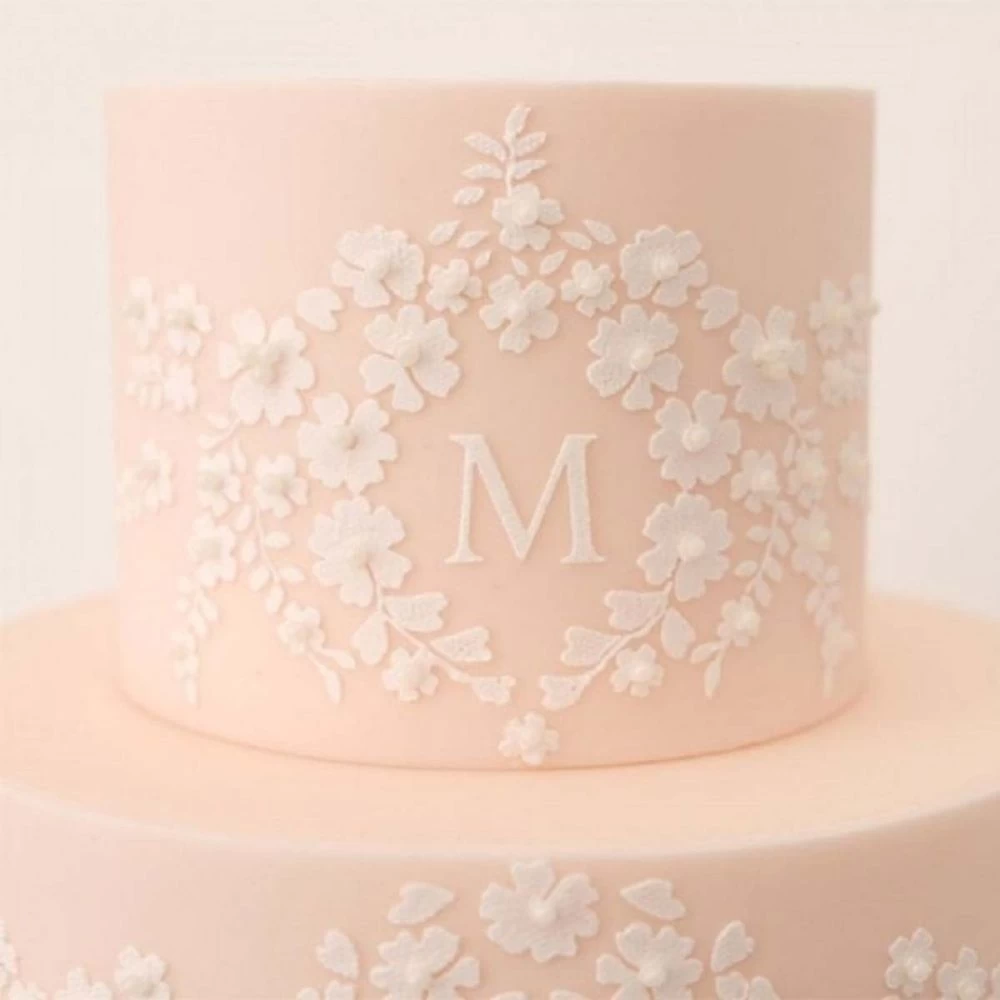 Evil Cake Genius Garden Lace Monogram Cake Stencil 2 Evil Cake Genius Garden Lace Monogram Cake Stencil - Image 2
