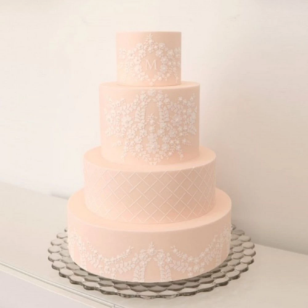 Evil Cake Genius Garden Lace Monogram Cake Stencil 3 Evil Cake Genius Garden Lace Monogram Cake Stencil - Image 3