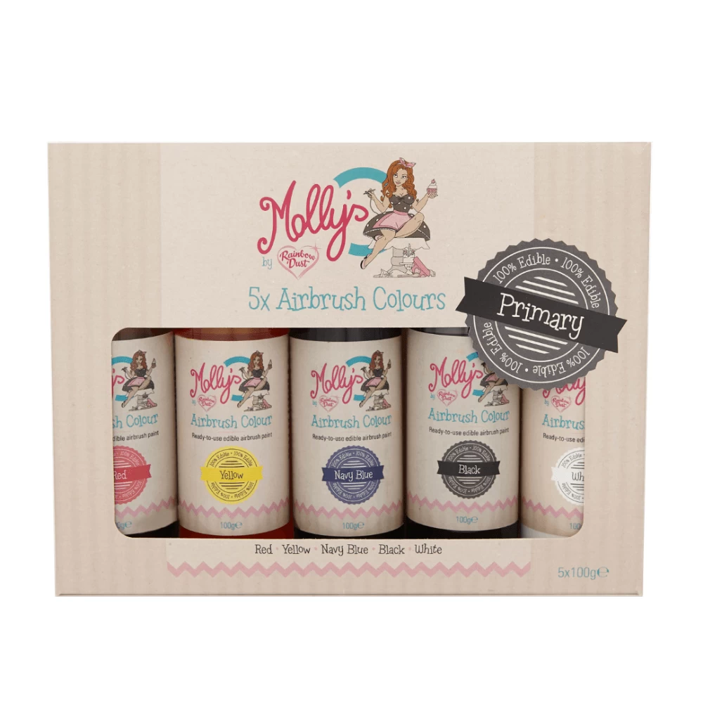 Molly Robbins Primary Set - Multipack Of 5 Airbrush Colours 100ml 1 Molly Robbins Primary Set - Multipack Of 5 Airbrush Colours 100ml