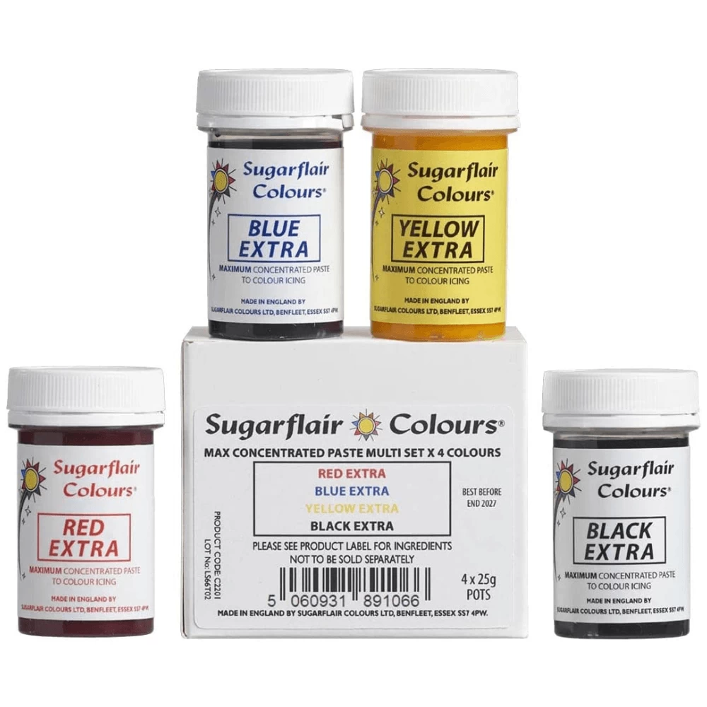 Sugarflair Multi Colour Maximum Paste Set Of 4 1 Sugarflair Multi Colour Maximum Paste Set Of 4