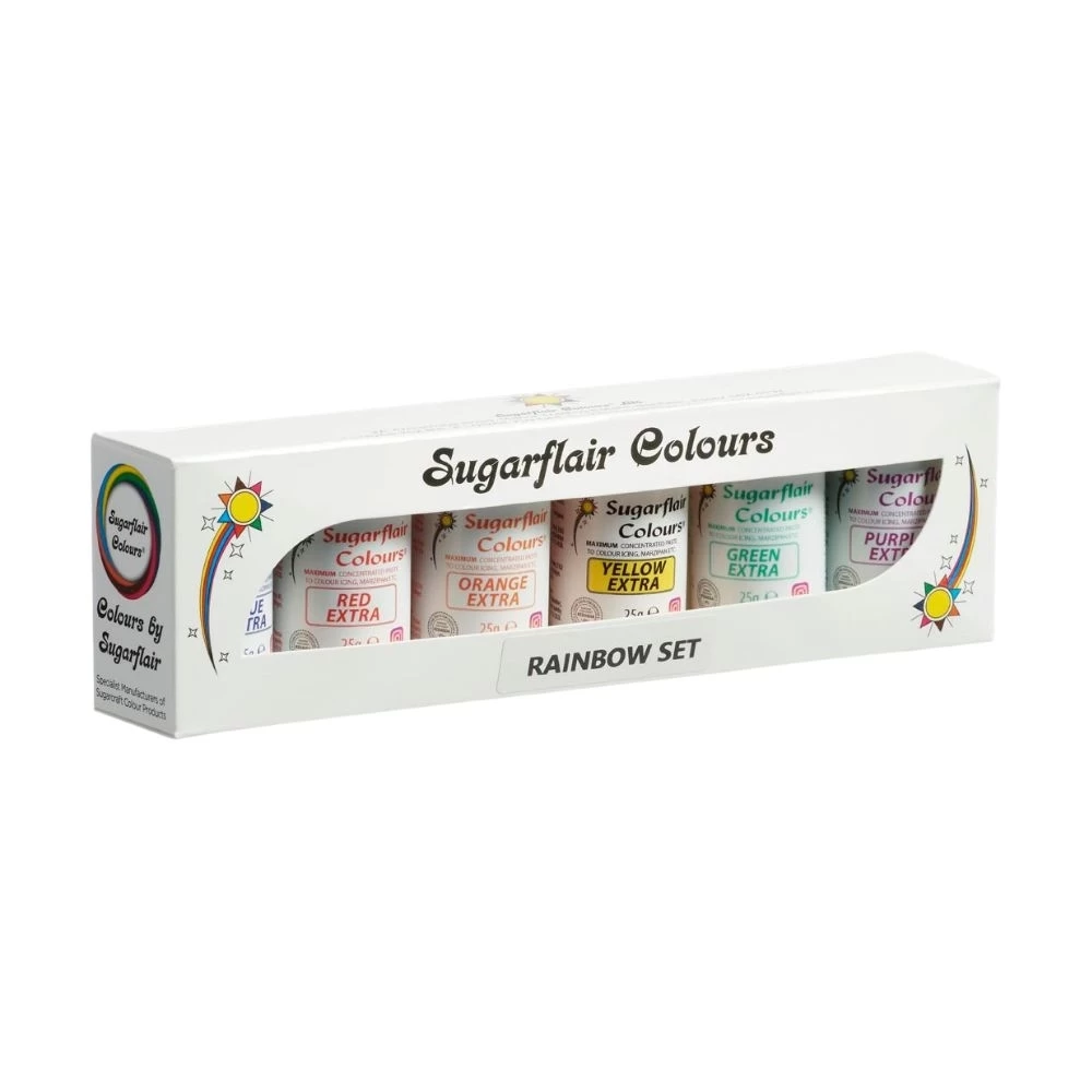 Sugarflair Rainbow Colour Set - Maximum Concentrated Food Colour Paste 1 Sugarflair Rainbow Colour Set - Maximum Concentrated Food Colour Paste